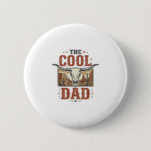 Badge Rond 5 Cm Chemise vintage de crâne de Longhorn occidental de