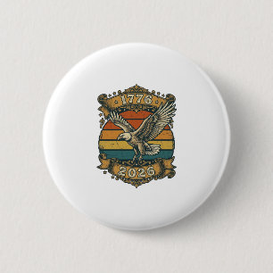 Badge Rond 5 Cm Chemise Vintage Eagle 1776 2026 Patriotique Rétro
