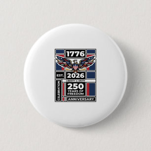 Badge Rond 5 Cm Chemise Vintage Eagle 1776 2026 Typographie Patrio