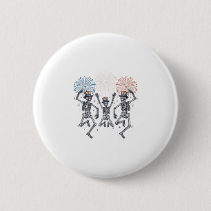 Badge Rond 5 Cm Chemise Vintage Feux d'Artifice Squelette Dansant