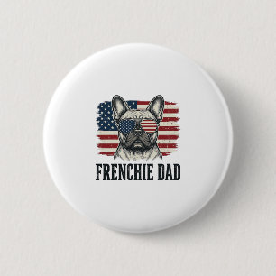 Badge Rond 5 Cm Chemise Vintage Frenchie Dad Bulldog Patriotique_1