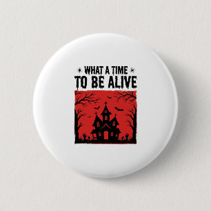 Badge Rond 5 Cm Chemise Vintage Halloween Haunted House Quelle épo