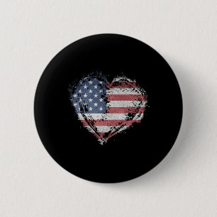 Badge Rond 5 Cm Chemise Vintage Heart Drapeau Américain Usa Patrio