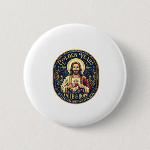 Badge Rond 5 Cm Chemise Vintage Jésus Retraite Chrétienne
