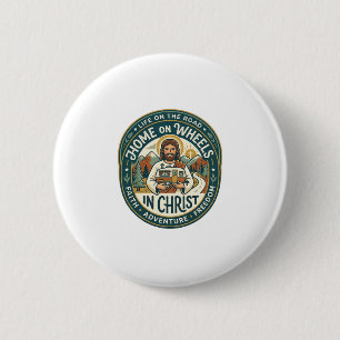 Badge Rond 5 Cm Chemise Vintage Jésus RV Camper Life Graphique Chr