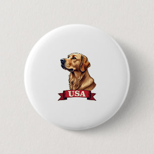 Badge Rond 5 Cm Chemise vintage USA avec gravure Golden Retriever