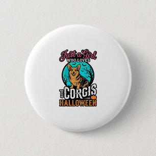 Badge Rond 5 Cm Chemises à gravure vintage Corgis et fille d'Hallo