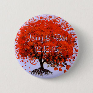 Badge Rond 5 Cm Chemises de mariage à l'arbre rouge, Cadeaux, Auto