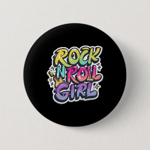 Badge Rond 5 Cm Chemises De Musique Pour Enfants Rock N Roll Girl