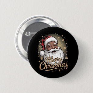 Badge Rond 5 Cm Chemises de Noël afro-américaines Père Noël
