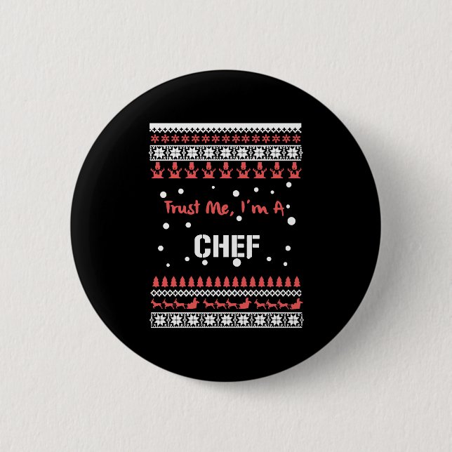 Badge Rond 5 Cm Chemises de Noël Chef (Devant)