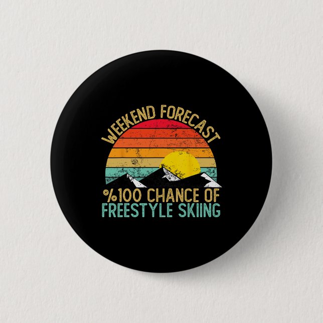 Badge Rond 5 Cm Chemises de ski Freestyle de prévision de week-end (Devant)