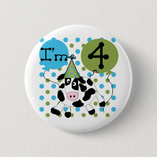 Badge Rond 5 Cm Chemises et cadeaux Blue Cow 4th Birthday