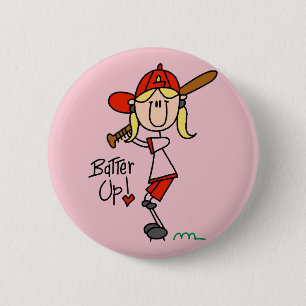 Badge Rond 5 Cm Chemises et Cadeaux Filles Baseball Batteur En Act