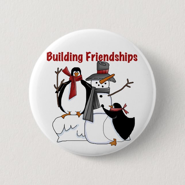 Badge Rond 5 Cm Chemises et cadeaux Penguins Building Friendship (Devant)