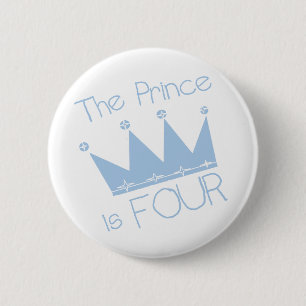 Badge Rond 5 Cm Chemises et cadeaux Prince Crown 4th Birthday