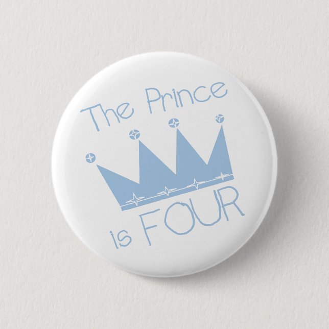 Badge Rond 5 Cm Chemises et cadeaux Prince Crown 4th Birthday (Devant)