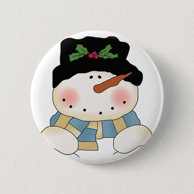 Badge Rond 5 Cm Chemises et cadeaux Snowman souriants (Devant)