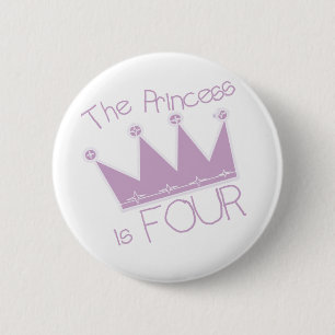 Badge Rond 5 Cm Chemises Princess Crown 4th Birthday