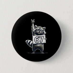 Badge Rond 5 Cm Chemises Retro Raccoon 67 Musique Rock Hommes Enfa