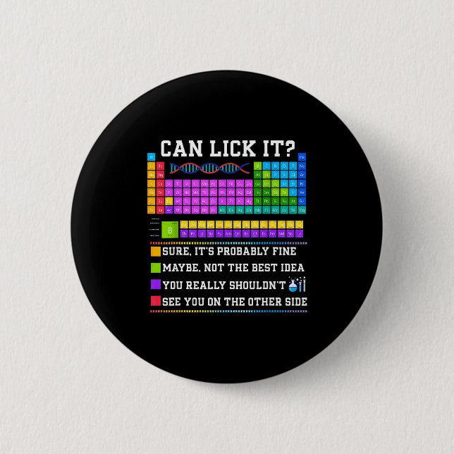 Badge Rond 5 Cm Chemistry Elements Teacher Can I Lick It Periodic  (Devant)