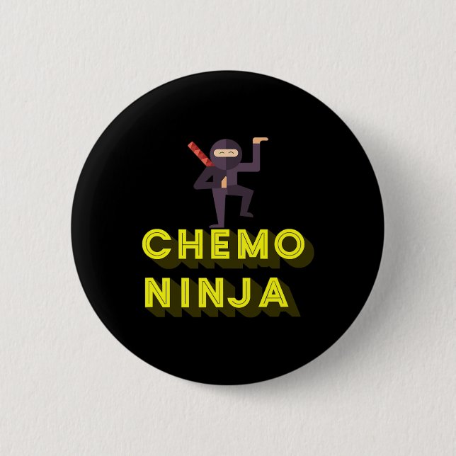 Badge Rond 5 Cm Chemo Ninja Mois de sensibilisation au cancer chez (Devant)