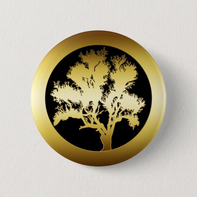 BADGE ROND 5 CM CHÊNE D'OR (Devant)
