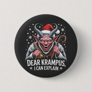 Badge Rond 5 Cm Cher Krampus, je peux expliquer Noël Santa