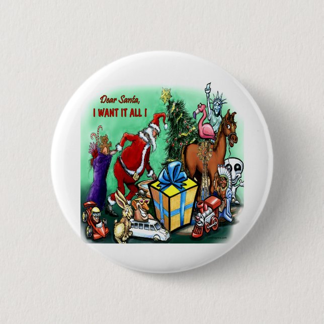 Badge Rond 5 Cm Cher Père Noël (Devant)