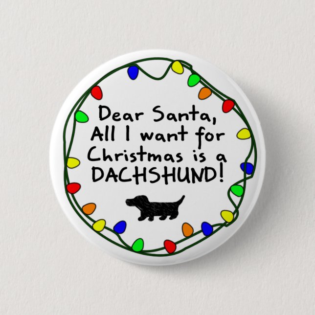 Badge Rond 5 Cm Cher Père Noël Dachshund (Devant)