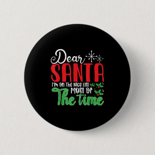 Badge Rond 5 Cm Cher Père Noël, je suis sur la liste des gentils l