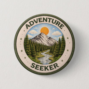 Badge Rond 5 Cm Chercheur d'aventure