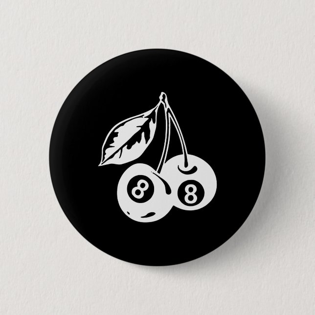 Badge Rond 5 Cm Cherry Billiards - Jeu de piscine élégant (Devant)
