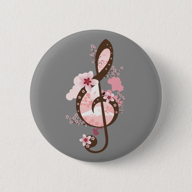 Badge Rond 5 Cm Cherry Blossom (Devant)