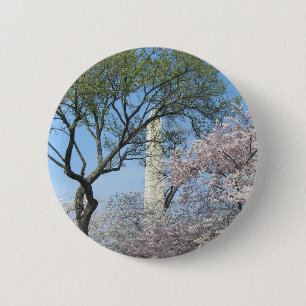 Badge Rond 5 Cm Cherry Blossoms et le monument de Washington à DC
