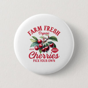 Badge Rond 5 Cm Cherry Lover Farmer Market Farmer Farm A Fresh Ch