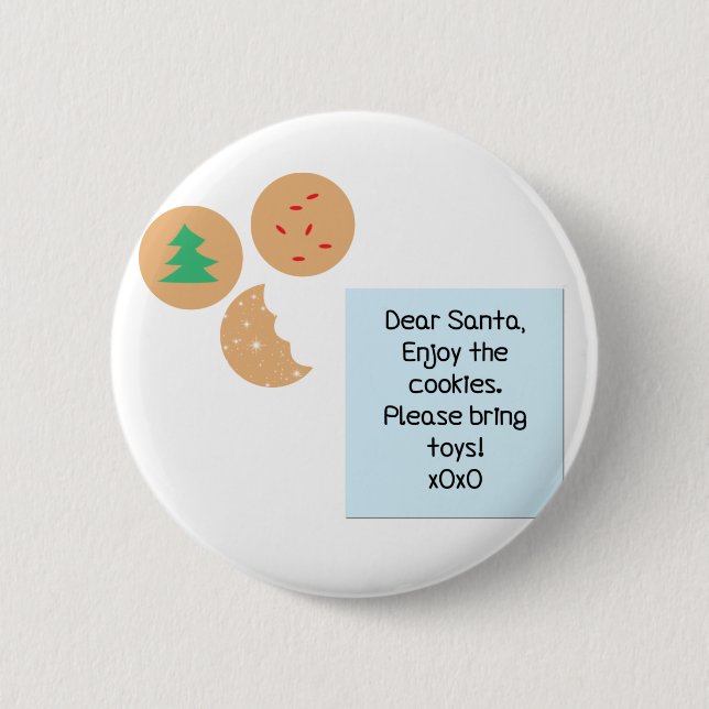 Badge Rond 5 Cm Chers Cookies Père Noël, S'Il Vous Plaît Apportez  (Devant)