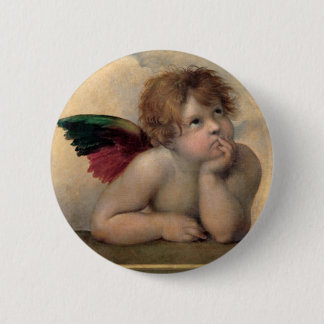 Badge Rond 5 Cm Cherub de Sistine Madonna par Raphael
