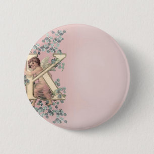 Badge Rond 5 Cm Chérubin de l'Alphabet