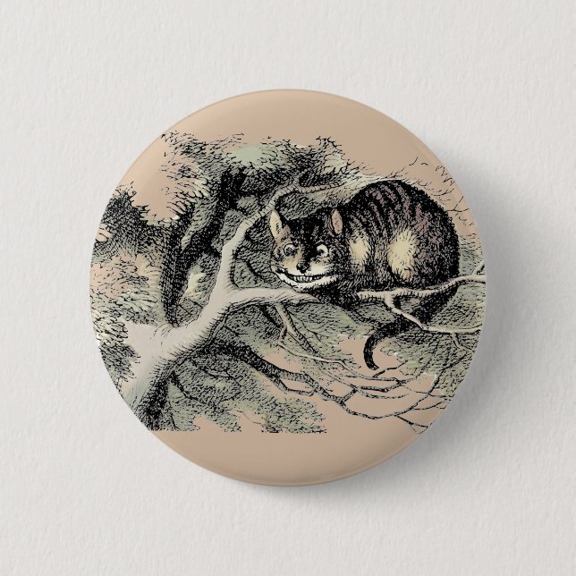 Badge Rond 5 Cm Cheshire Chat Alice Wonderland Classic (Devant)