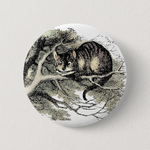 Badge Rond 5 Cm Cheshire Chat Alice Wonderland Classic