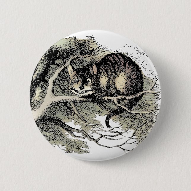 Badge Rond 5 Cm Cheshire Chat Alice Wonderland Classic (Devant)