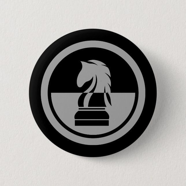 Badge Rond 5 Cm Chess - Black & White Knight (Devant)