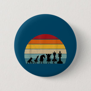 Badge Rond 5 Cm Chess Evolution Cadeau Vintage Rétro Pour Un Échec