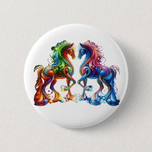 Badge Rond 5 Cm Cheval adorable