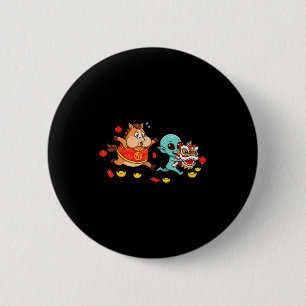 Badge Rond 5 Cm Cheval Alien Chinois Drôle Enfants Hommes Femmes J