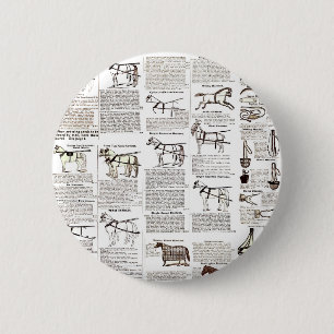 Badge Rond 5 Cm Cheval Antique Publicité Journal Art