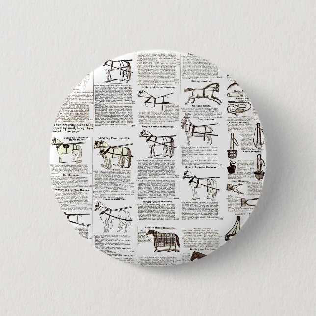 Badge Rond 5 Cm Cheval Antique Publicité Journal Art (Devant)