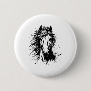 Badge Rond 5 Cm Cheval Art Pour Hommes Femmes Cheval Portrait Eque