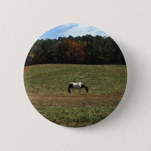 Badge Rond 5 Cm Cheval Brown et blanc (Devant)